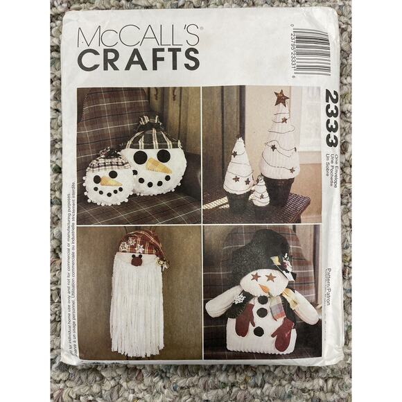 McCall's 2333 CHRISTMAS DECOR 24" Snowman Santa Door Hanger, Trimmed Tree UNCUT - Picture 1 of 3